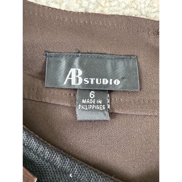 AB Studio Size 6 Beaded Sleeveless Mini Shift Dress Brown ZIp Casual Round Neck - Picture 7 of 10